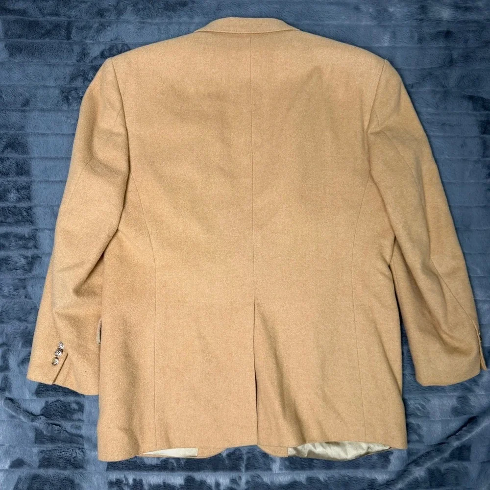Stafford Options Mens 44R Camel Hair Blazer Tan Two Button Sport Coat USA Made